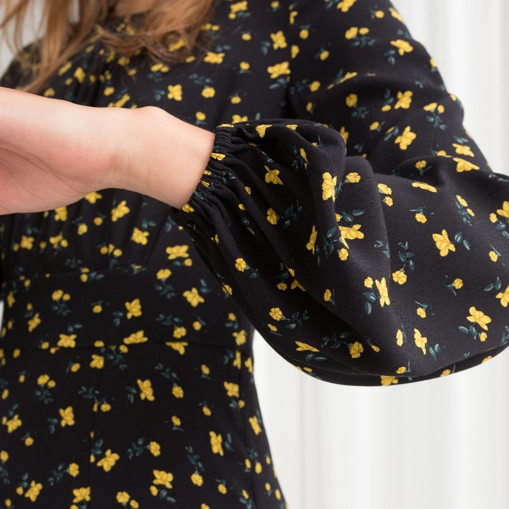 Printed Long Sleeve Midi Dress